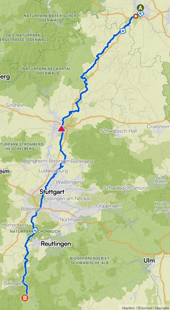 Landkartenüberrsicht der Graveltour von Komoot